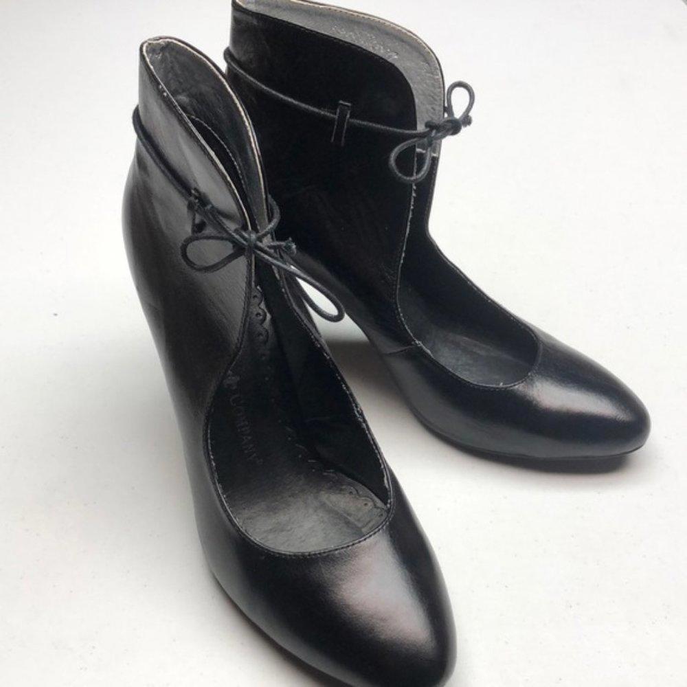 BLACK LEATHER FRIIS COMPANY HIGH ANKLE HEELS EU38/US8 ⭐️